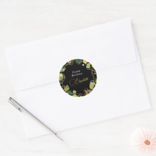 Schwarzes Chic Faux Gold Runder Aufkleber