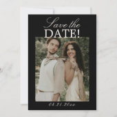 Schwarzes Chic-Kreativ-Foto-Hochzeits-Save Save The Date (Vorderseite)