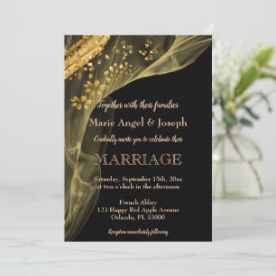 Schwarzes Chic mit goldenem Glitter und rauchiger Einladung