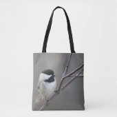 Schwarzes Chickadee-Foto Tasche (Vorderseite)