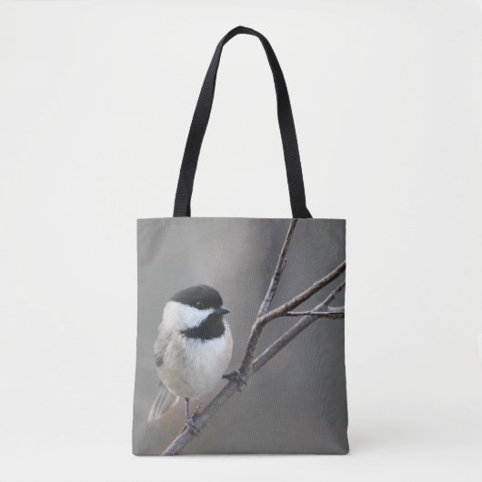 Schwarzes Chickadee-Foto Tasche (Vorderseite)