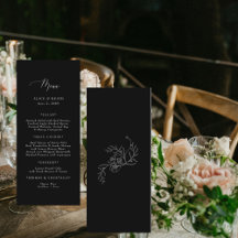 Schwarzes Chinoiserie-Blumen-Hochzeitsmenü