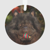 Schwarzes Chow-Chow Hundweihnachten Ornament (Rückseite)