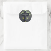 Schwarzes Christkreuz mit grünem Licht Runder Aufkleber (Tasche)