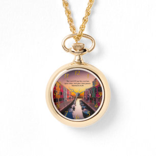 Schwarzes Christliches Glaubenskreuz mit Zahlen 6: Armbanduhr