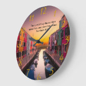 Schwarzes Christliches Glaubenskreuz mit Zahlen 6: Große Wanduhr (Winkel)