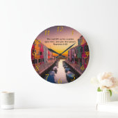 Schwarzes Christliches Glaubenskreuz mit Zahlen 6: Große Wanduhr (Zuhause)