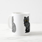 Schwarzes Coat Persian Cat Cartoon Illustration Kaffeetasse (Vorderseite Links)