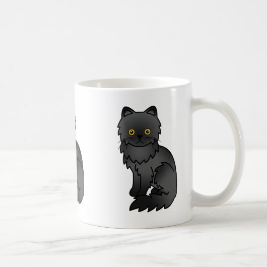 Schwarzes Coat Persian Cat Cartoon Illustration Kaffeetasse (Rechts)