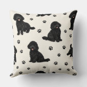 Schwarzes Cockapoo-Geschenk | Hübsches Hunde-Muste Kissen (Rückseite)