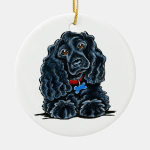 Schwarzes Cocker spaniel Fitz Keramik Ornament