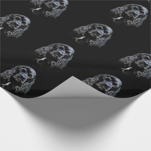 Schwarzes cocker spaniel geschenkpapier (Ecke)