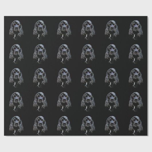 Schwarzes cocker spaniel geschenkpapier (Flach)