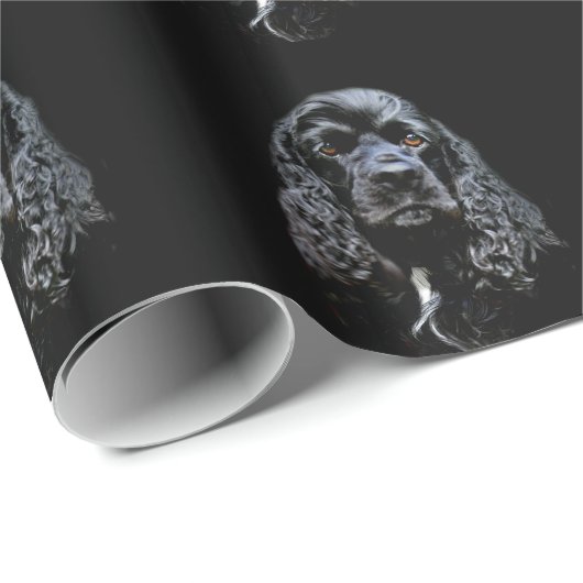 Schwarzes cocker spaniel geschenkpapier (Rolleneckpunkt)