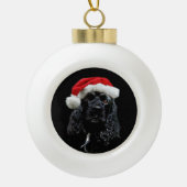Schwarzes cocker spaniel Sankt Keramik Kugel-Ornament (Vorderseite)