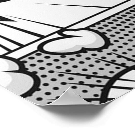 Schwarzes Comic Book Word Art Collage Poster (Ecke)