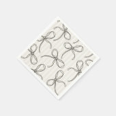Schwarzes Coquette Bow Beige Streifen Tischdekor Serviette (Ecke)