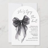 Schwarzes Coquette Bow Wasserfarbe Brautparty Einladung (Vorderseite)