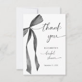 Schwarzes Coquette-Brautparty Dankeskarte (Vorderseite)