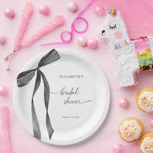 Schwarzes Coquette-Brautparty Pappteller (Party)