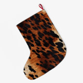 Schwarzes Creme Braunes Goldmonogramm Großer Weihnachtsstrumpf (Rückseite (Hängend))