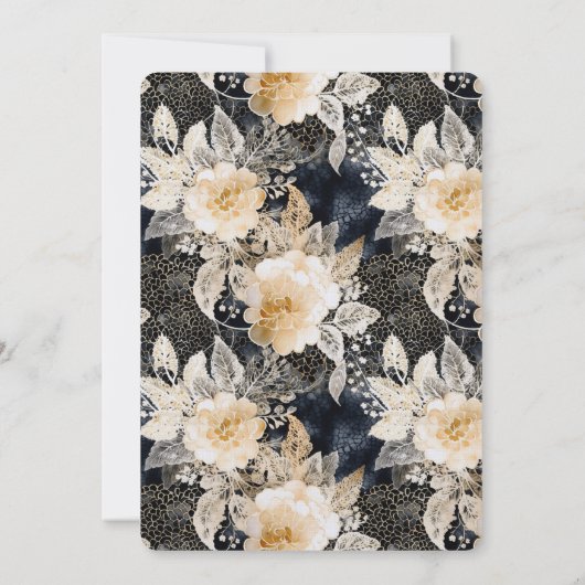 Schwarzes Creme Leopard Tier Floral Brautparty Einladung (Rückseite)