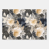 Schwarzes Creme Leopard Tier Floral Brautparty Geschenkpapier Set (Vorderseite 3)