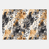 Schwarzes Creme Leopard Tier Floral Brautparty Geschenkpapier Set (Vorderseite 2)