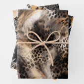 Schwarzes Creme Leopard Tier Floral Brautparty Geschenkpapier Set (Beispiel)