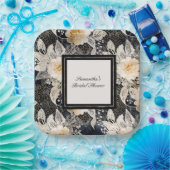 Schwarzes Creme Leopard Tier Floral Brautparty Pappteller (Party)