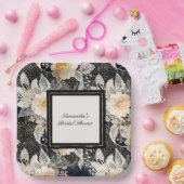 Schwarzes Creme Leopard Tier Floral Brautparty Pappteller (Party)