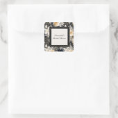 Schwarzes Creme Leopard Tier Floral Brautparty Quadratischer Aufkleber (Tasche)