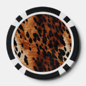 Schwarzes Cremebraunes Kuhleder Gold Monogramm Pokerchips (Rückseite)