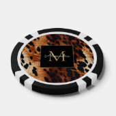 Schwarzes Cremebraunes Kuhleder Gold Monogramm Pokerchips (Einzeln)