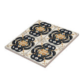 Schwarzes Crememuster Fliese (Seite)