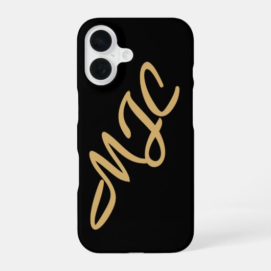 Schwarzes Custom-Monogramm iPhone 16 Hülle (Rückseite)