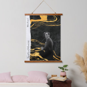 Schwarzes Cutout-marmoriertes Ästhetik-Design Wandteppich Mit Holzrahmen