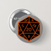 Schwarzes D20 u. Orange Button (Vorne & Hinten)
