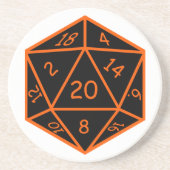 Schwarzes D20 u. Orange Untersetzer (Vorne)