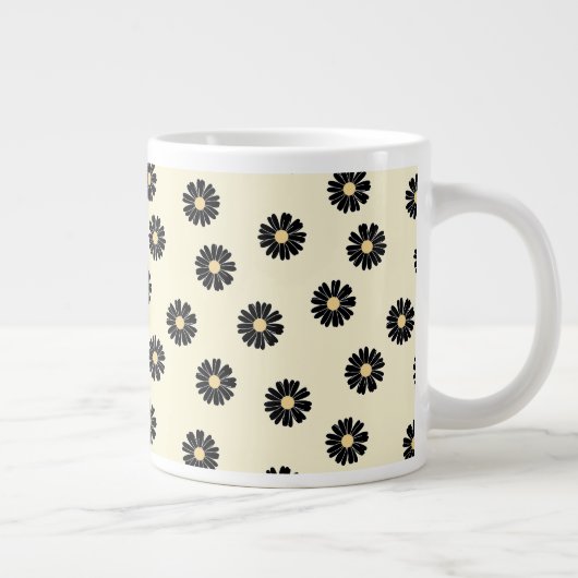 Schwarzes Daisy-Muster Jumbo-Tasse (Rechts)