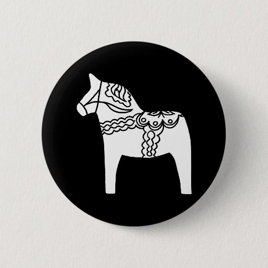 Schwarzes Dala Pferd Button (Vorderseite)