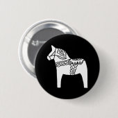 Schwarzes Dala Pferd Button (Vorne & Hinten)