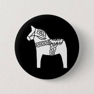 Schwarzes Dala Pferd Button