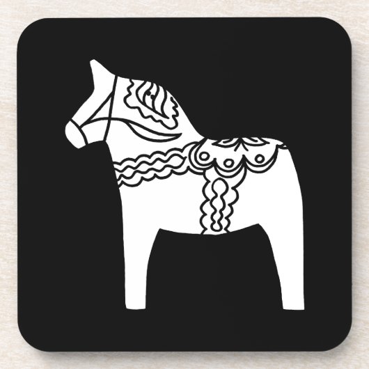 Schwarzes Dala Pferd Untersetzer (Vorderseite)