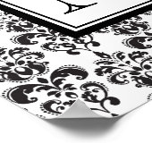 Schwarzes Damaskusmuster 2 mit dem Monogramm Poster (Ecke)