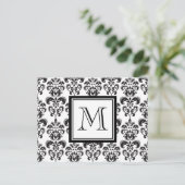 Schwarzes Damaskusmuster 2 mit dem Monogramm Postkarte (Stehend Vorderseite)