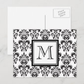 Schwarzes Damaskusmuster 2 mit dem Monogramm Postkarte (Vorne/Hinten)