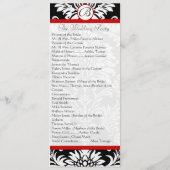 Schwarzes Damast-Hochzeitsprogramm 9x4 mit roter U Programm (Rückseite)