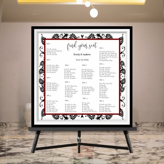 Schwarzes Damast-Marone oder jede beliebige Farbe Poster