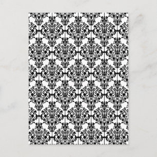 Schwarzes Damast-Muster 1 Vintage-Blumenmuster Postkarte